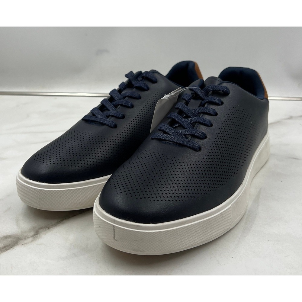 Faranzi Stone Sneakers Men's Size 12 Navy Perforated Low Top Lace Up NWT